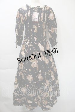 画像1: PINK HOUSE / フラッフィーキティーズプリントワンピース  黒 S-25-11-03-041-LO-OP-AS-ZS