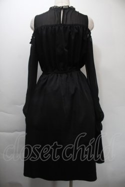 画像2: axes femme / バイカラーチャイナボタンンピース  黒ｘカーキ S-25-11-03-042-AX-OP-AS-ZS