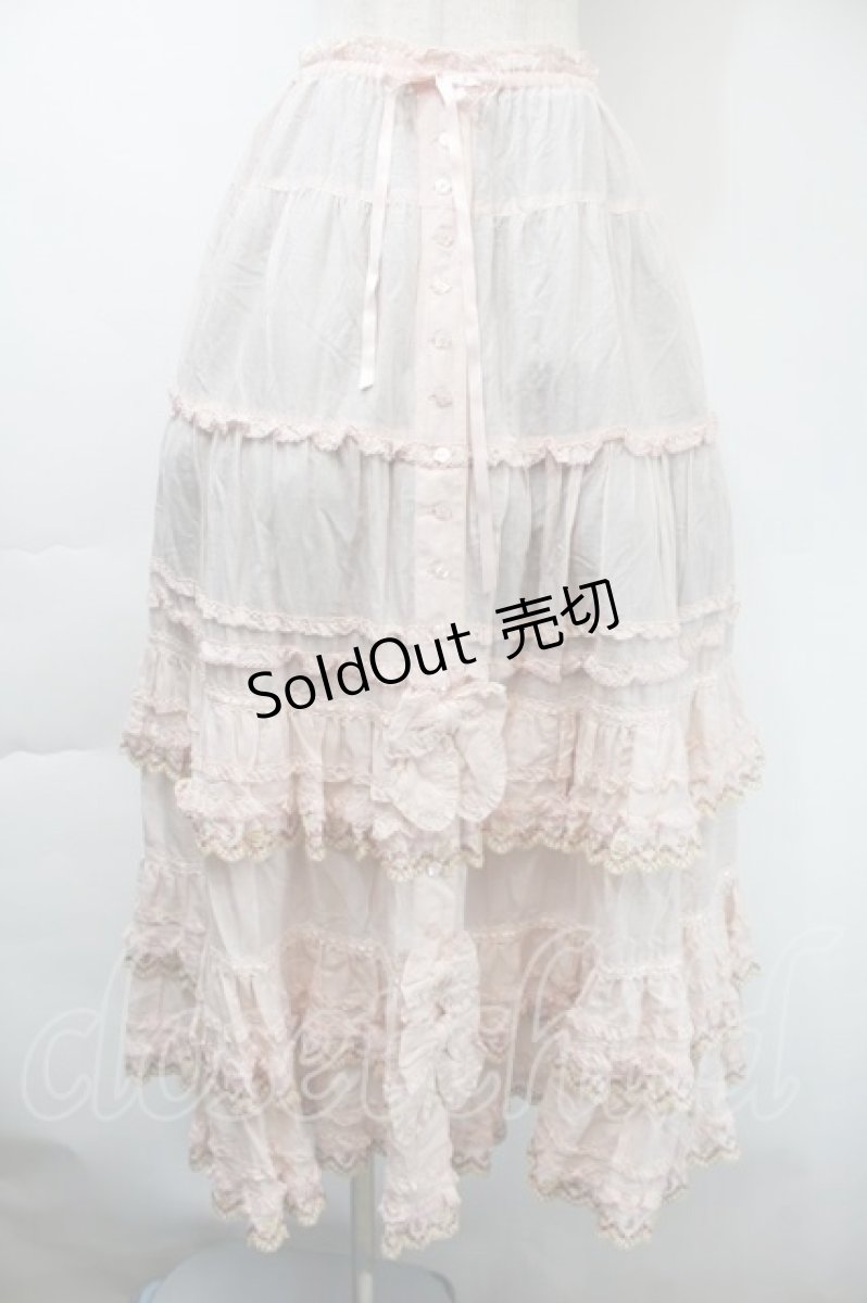 画像1: PINK HOUSE / ドイリーレース使いスカート  ピンク S-25-11-03-049-LO-SK-SZ-ZS (1)