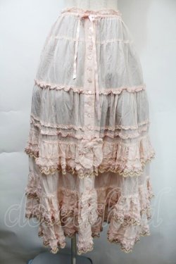 画像1: PINK HOUSE / ドイリーレース使いスカート  ピンク S-25-11-03-049-LO-SK-SZ-ZS