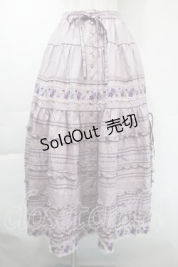 画像1: PINK HOUSE / ヴァイオレット刺繍スカート  ラベンダー S-25-11-03-050-LO-SK-AS-ZS