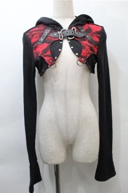画像1: PUNK RAVE / フード付きボレロ S 黒ｘ S-25-11-05-001-PU-JA-HR-ZS