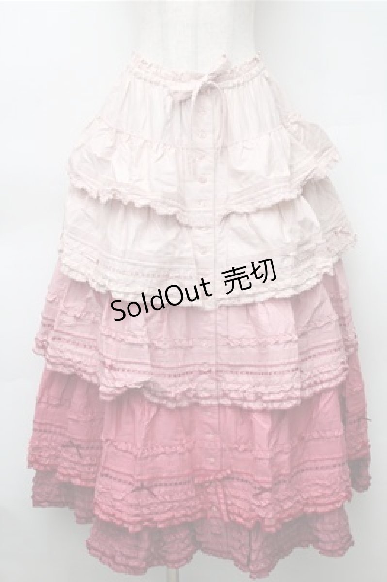 画像2: PINK HOUSE / グラデーションティアードスカート  ピンク S-25-11-05-044-LO-SK-AS-ZS (2)