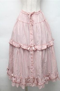画像1: PINK HOUSE / ×misako aoki ギンガムチェックスカート  ピンク S-25-11-05-049-LO-SK-SZ-ZS
