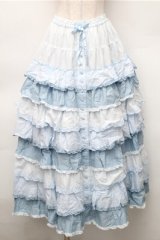 PINK HOUSE / グラデーションティアードスカート  ブルー S-25-11-05-052-LO-SK-AS-ZS