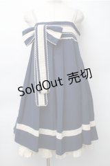 ChaCha / リボンデザインジャンパースカート  紺ｘオフ S-25-11-05-054-EL-OP-HR-ZS