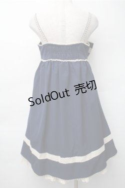 画像2: ChaCha / リボンデザインジャンパースカート  紺ｘオフ S-25-11-05-054-EL-OP-HR-ZS