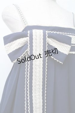 画像3: ChaCha / リボンデザインジャンパースカート  紺ｘオフ S-25-11-05-054-EL-OP-HR-ZS