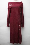 axes femme / ボタンデザインニットワンピース  ワイン S-25-11-05-059-AX-OP-HR-ZS