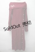 axes femme / ボタンデザインニットワンピース  ワイン S-25-11-05-059-AX-OP-HR-ZS