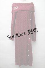 axes femme / ボタンデザインニットワンピース  ワイン S-25-11-05-059-AX-OP-HR-ZS