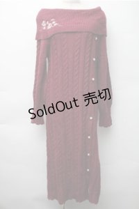 axes femme / ボタンデザインニットワンピース  ワイン S-25-11-05-059-AX-OP-HR-ZS