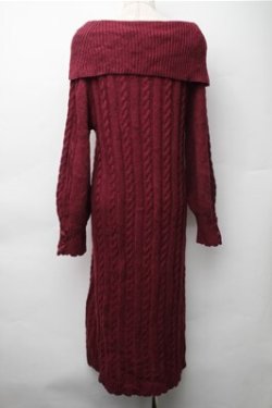 画像2: axes femme / ボタンデザインニットワンピース  ワイン S-25-11-05-059-AX-OP-HR-ZS