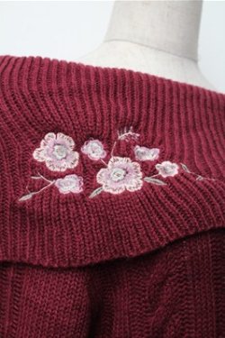 画像4: axes femme / ボタンデザインニットワンピース  ワイン S-25-11-05-059-AX-OP-HR-ZS