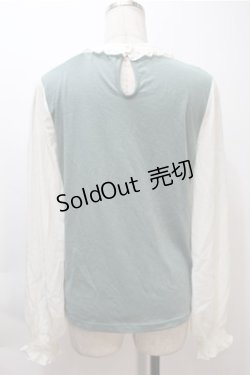 画像2: axes femme / リボン付フリルプルオーバー  オフｘグリーン S-25-11-05-006-AX-TO-HR-ZS