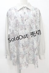 DXMOUVE / 臓器の観客柄 切替長袖シャツ  カーキ S-25-11-05-007-PU-BL-HR-ZS