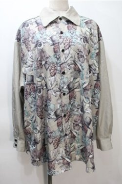 画像1: DXMOUVE / 臓器の観客柄 切替長袖シャツ  カーキ S-25-11-05-007-PU-BL-HR-ZS