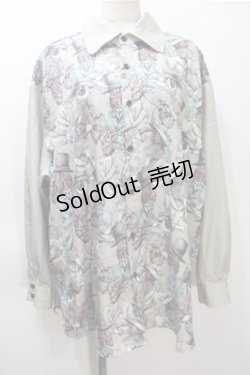 画像1: DXMOUVE / 臓器の観客柄 切替長袖シャツ  カーキ S-25-11-05-007-PU-BL-HR-ZS