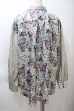 画像2: DXMOUVE / 臓器の観客柄 切替長袖シャツ  カーキ S-25-11-05-007-PU-BL-HR-ZS