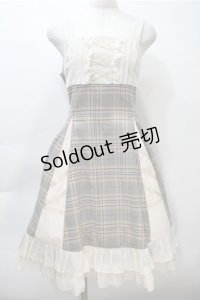 嬰梵塔.Infanta / チェック切替ジャンパースカート  オフｘベージュ S-25-11-05-018-LO-OP-HR-ZS