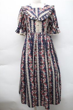 画像1: axes femme kawaii / ローズベリーガーデンワンピース  紺 S-25-11-05-024-AX-OP-AS-ZS