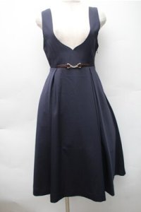 F i.n.t / チェーンビット使いディープVネックジャンパースカート  紺 S-25-11-05-025-CA-OP-HR-ZS