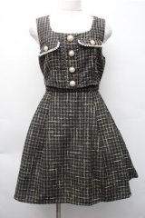 Ank Rouge / ツイードジャンパースカート  黒 S-25-11-05-026-CA-OP-HR-ZS