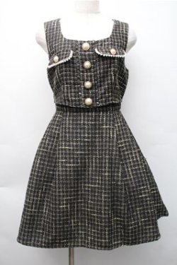 画像1: Ank Rouge / ツイードジャンパースカート  黒 S-25-11-05-026-CA-OP-HR-ZS