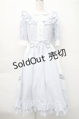 中国ロリータ / バイカラーワンピース  サックスｘ白 S-25-11-05-027-LO-OP-HR-ZS