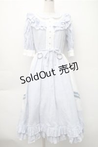 中国ロリータ / バイカラーワンピース  サックスｘ白 S-25-11-05-027-LO-OP-HR-ZS