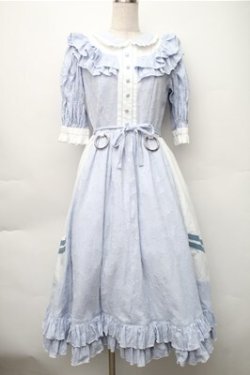 画像1: 中国ロリータ / バイカラーワンピース  サックスｘ白 S-25-11-05-027-LO-OP-HR-ZS