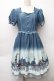 画像1: axes femme / グラデーションお城柄ワンピース  ブルー S-25-11-05-030-AX-OP-HR-ZS (1)