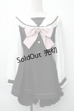 画像1: LIZ LISA / セーラーカラーセットアップ  黒ｘ白 S-25-11-05-033-LO-OP-HR-ZS