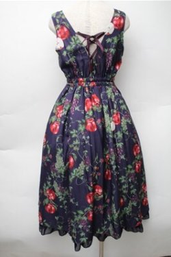 画像2: axes femme / シーズナルフルーツ柄ジャンパースカート  紫 S-25-11-05-035-AX-OP-HR-ZS