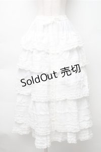 PINK HOUSE / ローンフリルティアードスカート  白 S-25-11-05-038-LO-SK-AS-ZS