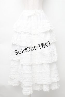 画像1: PINK HOUSE / ローンフリルティアードスカート  白 S-25-11-05-038-LO-SK-AS-ZS