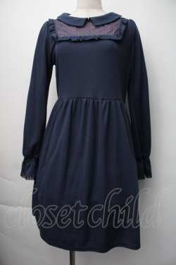 画像1: axes femme / /デコルテレース切替ワンピース  紺 S-25-11-06-040-AX-TO-HR-ZS