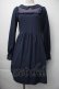 画像1: axes femme / /デコルテレース切替ワンピース  紺 S-25-11-06-040-AX-TO-HR-ZS (1)