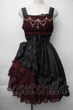 画像1: ALICE and the PIRATES / ギャザーシフォンジャンパースカート  ボルドー S-25-11-06-051-PA-OP-HR-ZS