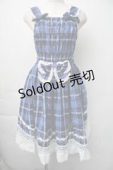 BABY,THE STARS SHINE BRIGHT / タータンチェックシャーリングプリンセスジャンパースカート  青 S-25-11-06-053-BA-OP-HR-ZS