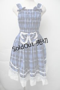 BABY,THE STARS SHINE BRIGHT / タータンチェックシャーリングプリンセスジャンパースカート  青 S-25-11-06-053-BA-OP-HR-ZS
