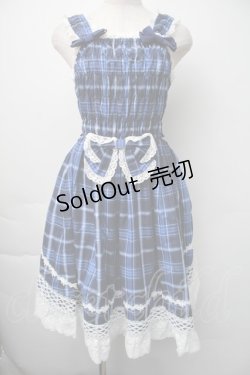 画像1: BABY,THE STARS SHINE BRIGHT / タータンチェックシャーリングプリンセスジャンパースカート  青 S-25-11-06-053-BA-OP-HR-ZS