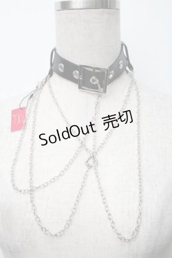 画像1: Jamieエーエヌケー / チェーンチョーカー  黒ｘシルバー S-25-11-06-015-LO-ZA-HR-ZS