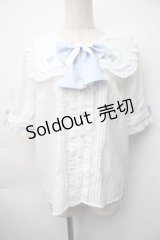 Amavel / Lovely Medical Angelブラウス  白ｘサックス S-25-11-06-021-CA-BL-HR-ZS