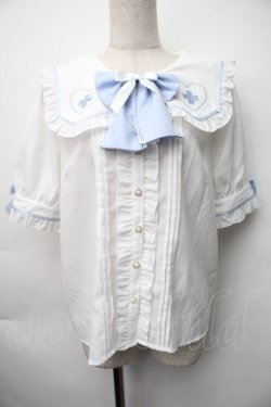 画像1: Amavel / Lovely Medical Angelブラウス  白ｘサックス S-25-11-06-021-CA-BL-HR-ZS