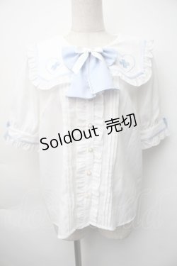 画像1: Amavel / Lovely Medical Angelブラウス  白ｘサックス S-25-11-06-021-CA-BL-HR-ZS