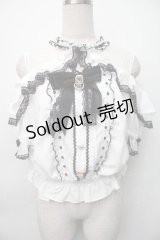 LIZ LISA / オープンショルダーフリルブラウス 0 白ｘ黒 S-25-11-06-023-LO-BL-HR-ZS