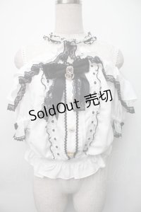 LIZ LISA / オープンショルダーフリルブラウス 0 白ｘ黒 S-25-11-06-023-LO-BL-HR-ZS