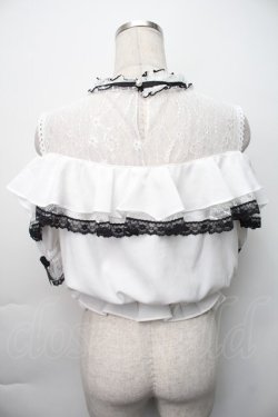 画像2: LIZ LISA / オープンショルダーフリルブラウス 0 白ｘ黒 S-25-11-06-023-LO-BL-HR-ZS