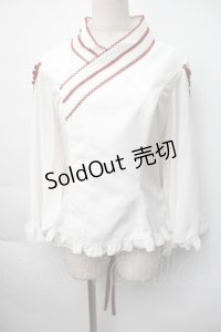 metamorphose / 着物合わせ風ブラウス 1 白ｘワイン S-25-11-06-024-ME-BL-HR-ZS
